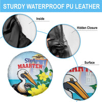 Sint Maarten Spare Tire Cover Brown Pelican With Yellow Sage - Wonder Print Shop