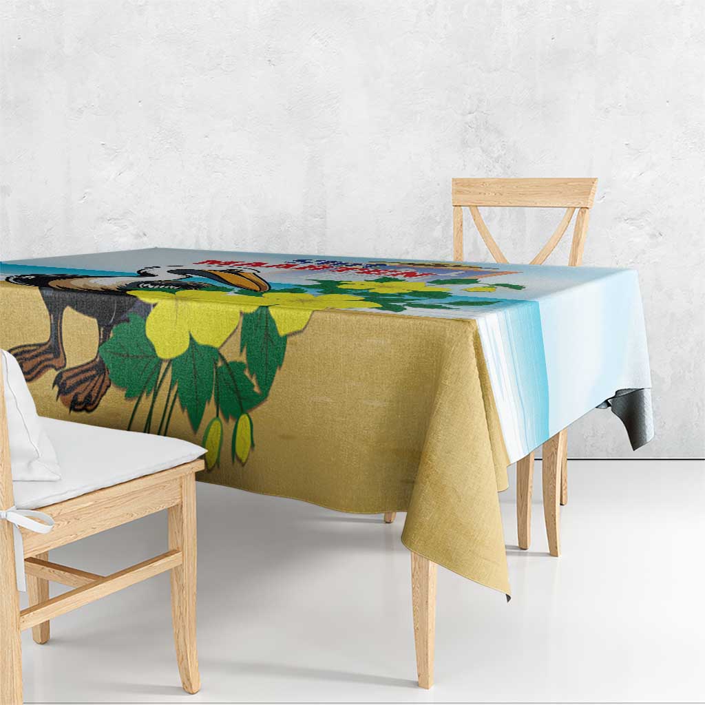 Sint Maarten Tablecloth Brown Pelican With Yellow Sage - Wonder Print Shop