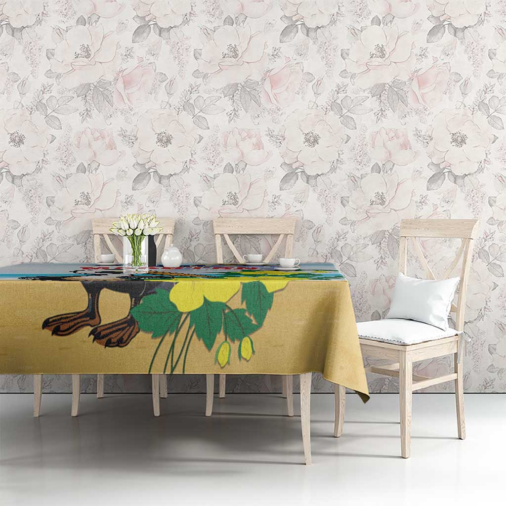Sint Maarten Tablecloth Brown Pelican With Yellow Sage - Wonder Print Shop