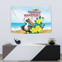 Sint Maarten Tapestry Brown Pelican With Yellow Sage - Wonder Print Shop