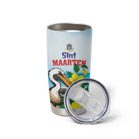 Personalized Sint Maarten Tumbler Cup Brown Pelican With Yellow Sage - Wonder Print Shop