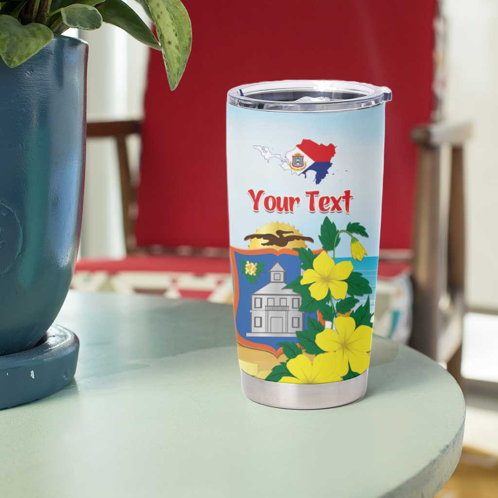 Personalized Sint Maarten Tumbler Cup Brown Pelican With Yellow Sage - Wonder Print Shop