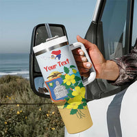 Personalized Sint Maarten Tumbler With Handle Brown Pelican With Yellow Sage - Wonder Print Shop