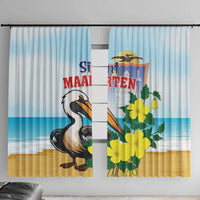 Sint Maarten Window Curtain Brown Pelican With Yellow Sage - Wonder Print Shop