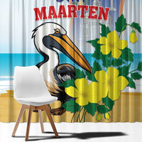 Sint Maarten Window Curtain Brown Pelican With Yellow Sage - Wonder Print Shop