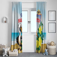 Sint Maarten Window Curtain Brown Pelican With Yellow Sage - Wonder Print Shop