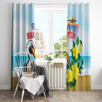Sint Maarten Window Curtain Brown Pelican With Yellow Sage - Wonder Print Shop