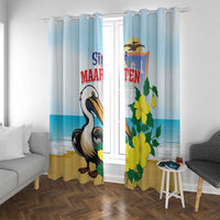 Sint Maarten Window Curtain Brown Pelican With Yellow Sage - Wonder Print Shop