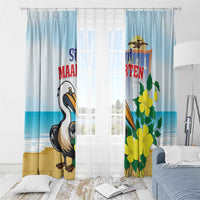 Sint Maarten Window Curtain Brown Pelican With Yellow Sage - Wonder Print Shop