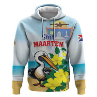 Personalized Sint Maarten Zip Hoodie Brown Pelican With Yellow Sage - Wonder Print Shop