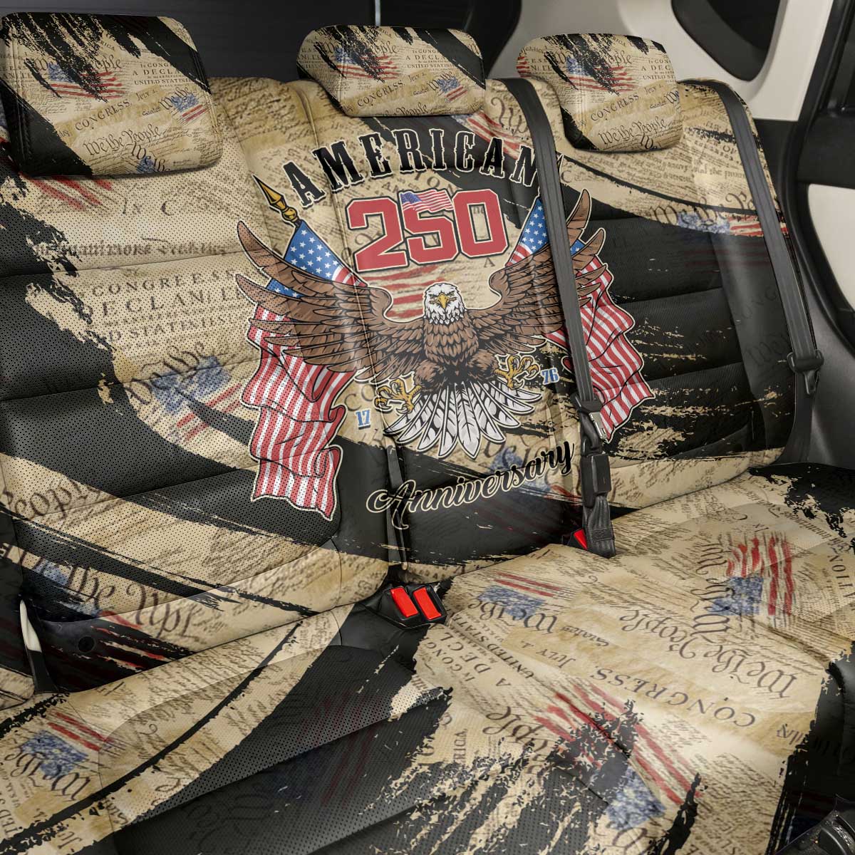 American 250th Anniversary Back Car Seat Cover We The People - Wonder Print Shop