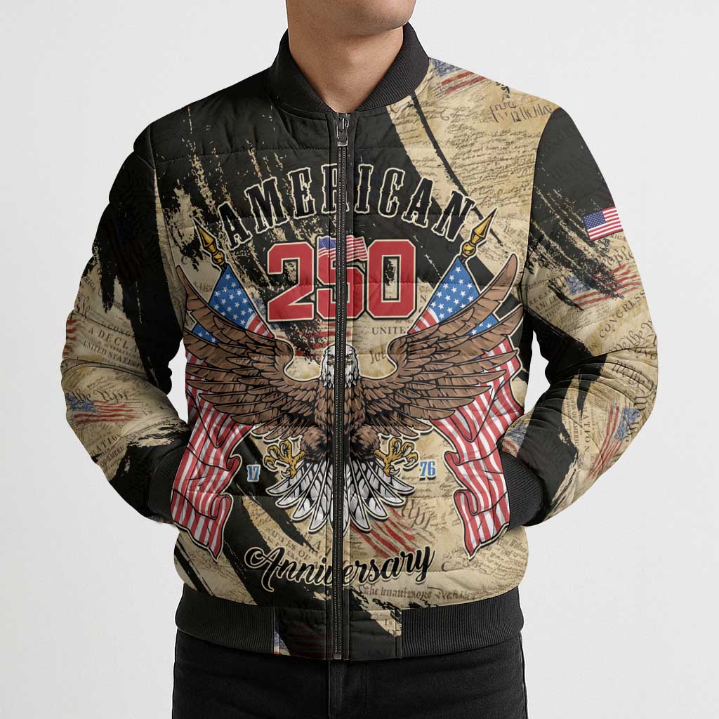 Personalized American 250th Anniversary Bomber Puffer Jacket We The People - Wonder Print Shop