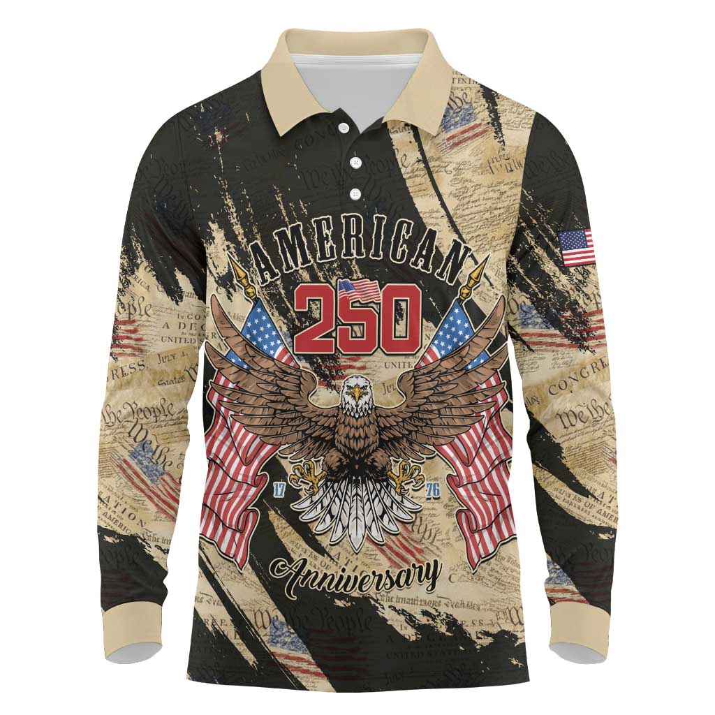 Personalized American 250th Anniversary Long Sleeve Polo Shirt We The People - Wonder Print Shop