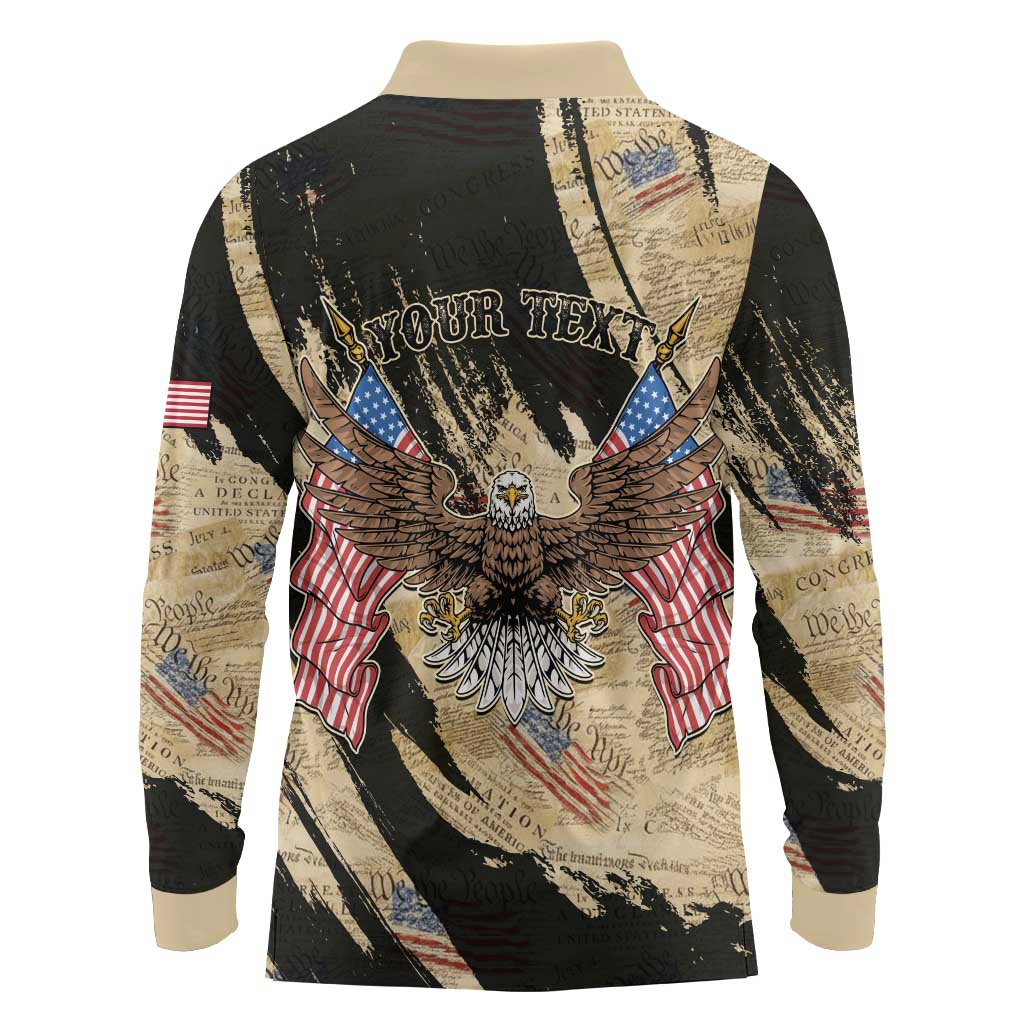 Personalized American 250th Anniversary Long Sleeve Polo Shirt We The People - Wonder Print Shop