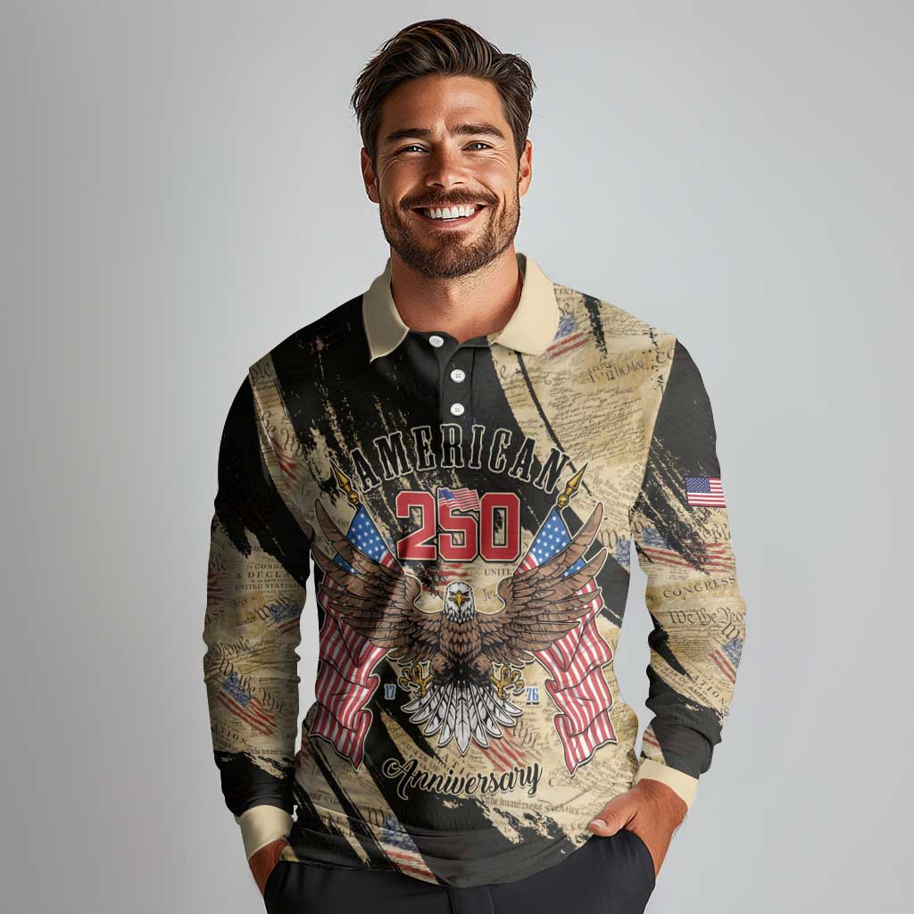 Personalized American 250th Anniversary Long Sleeve Polo Shirt We The People - Wonder Print Shop
