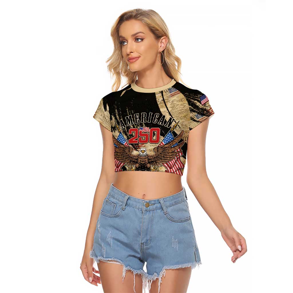 Personalized American 250th Anniversary Raglan Cropped T Shirt We The People - Wonder Print Shop