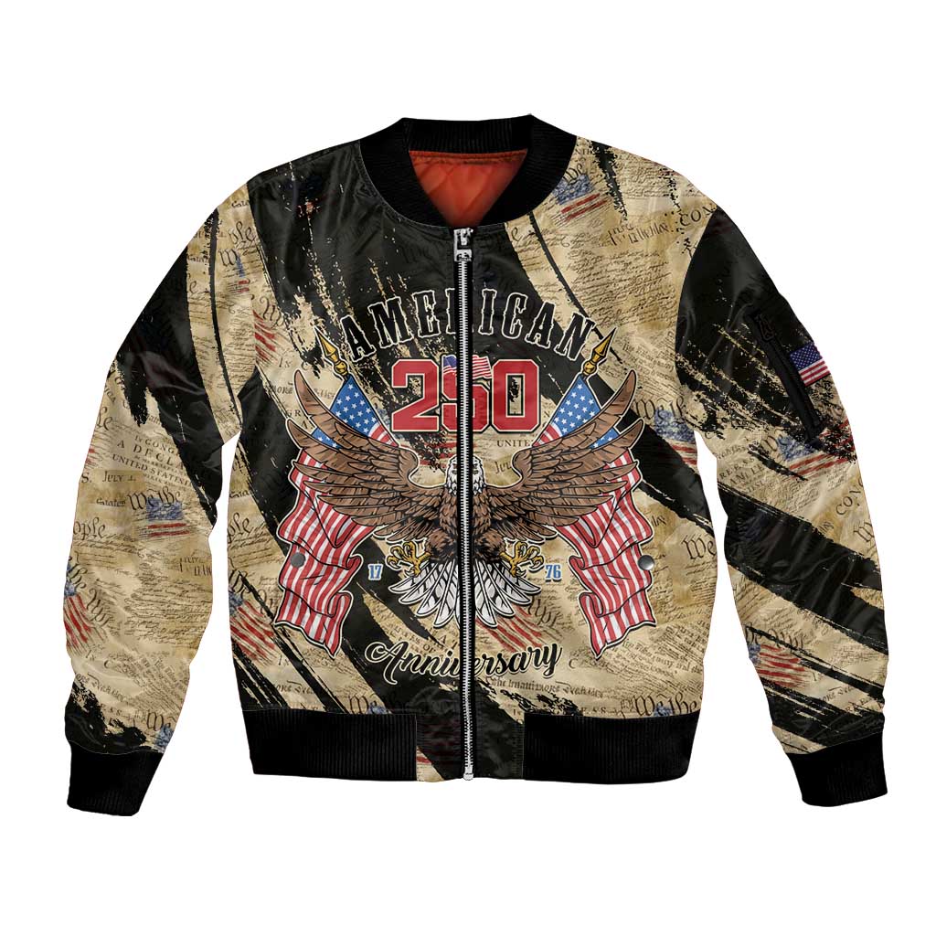Personalized American 250th Anniversary Sleeve Zip Bomber Jacket We The People - Wonder Print Shop