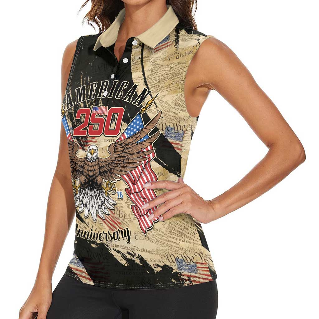 Personalized American 250th Anniversary Women Sleeveless Polo Shirt We The People - Wonder Print Shop