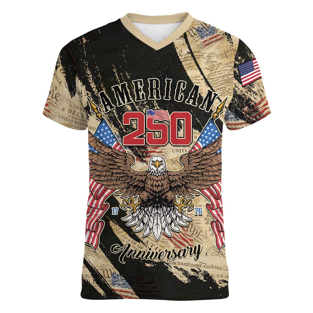 Personalized American 250th Anniversary Women V-Neck T-Shirt We The People - Wonder Print Shop
