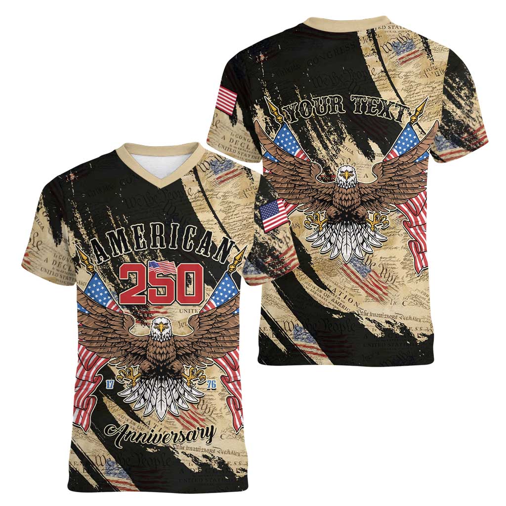 Personalized American 250th Anniversary Women V-Neck T-Shirt We The People - Wonder Print Shop