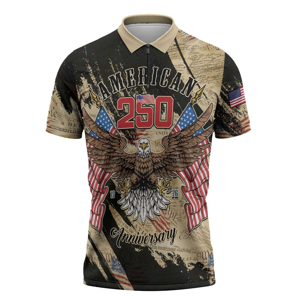 Personalized American 250th Anniversary Zipper Polo Shirt We The People - Wonder Print Shop