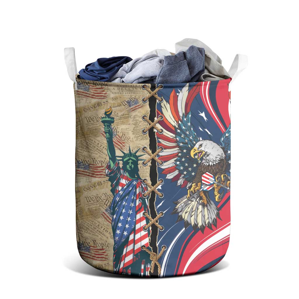 USA Eagle Statue of Liberty Laundry Basket American Patriotic Spirit - Wonder Print Shop