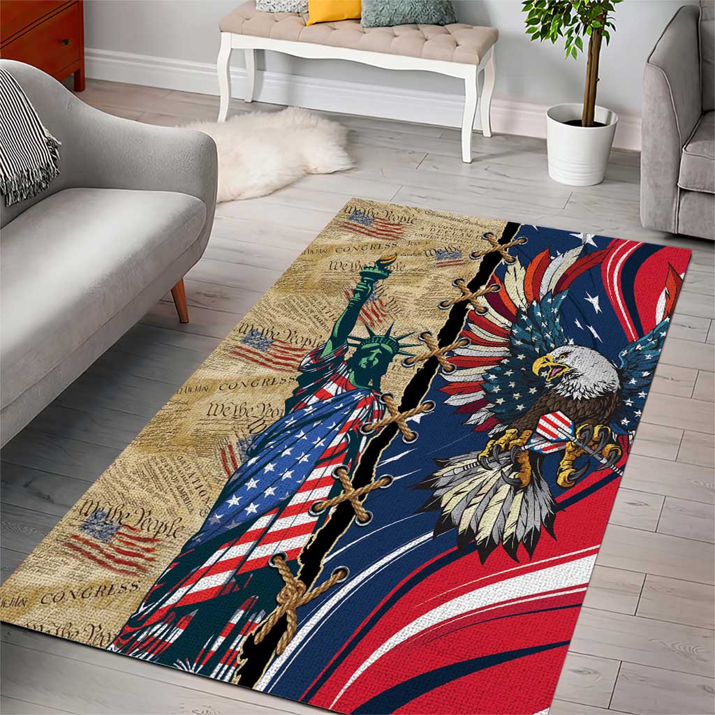 USA Eagle Statue of Liberty Area Rug American Patriotic Spirit - Wonder Print Shop