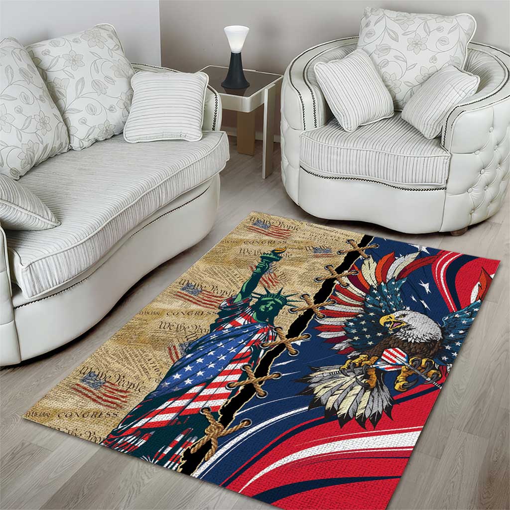 USA Eagle Statue of Liberty Area Rug American Patriotic Spirit - Wonder Print Shop