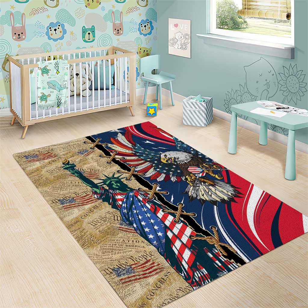 USA Eagle Statue of Liberty Area Rug American Patriotic Spirit - Wonder Print Shop