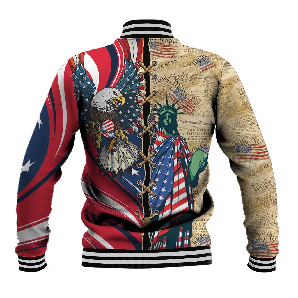 USA Eagle Statue of Liberty Baseball Jacket American Patriotic Spirit - Wonder Print Shop