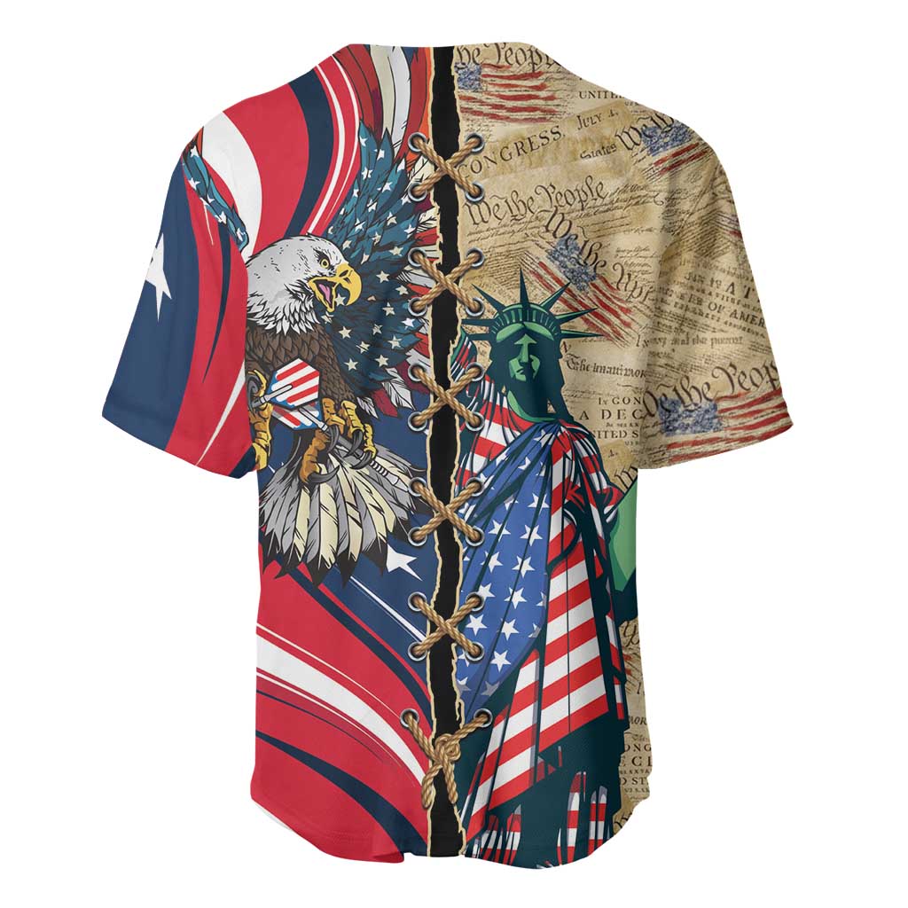 USA Eagle Statue of Liberty Baseball Jersey American Patriotic Spirit - Wonder Print Shop