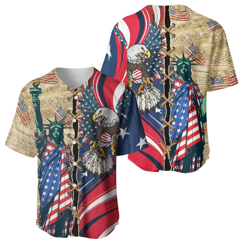 USA Eagle Statue of Liberty Baseball Jersey American Patriotic Spirit - Wonder Print Shop