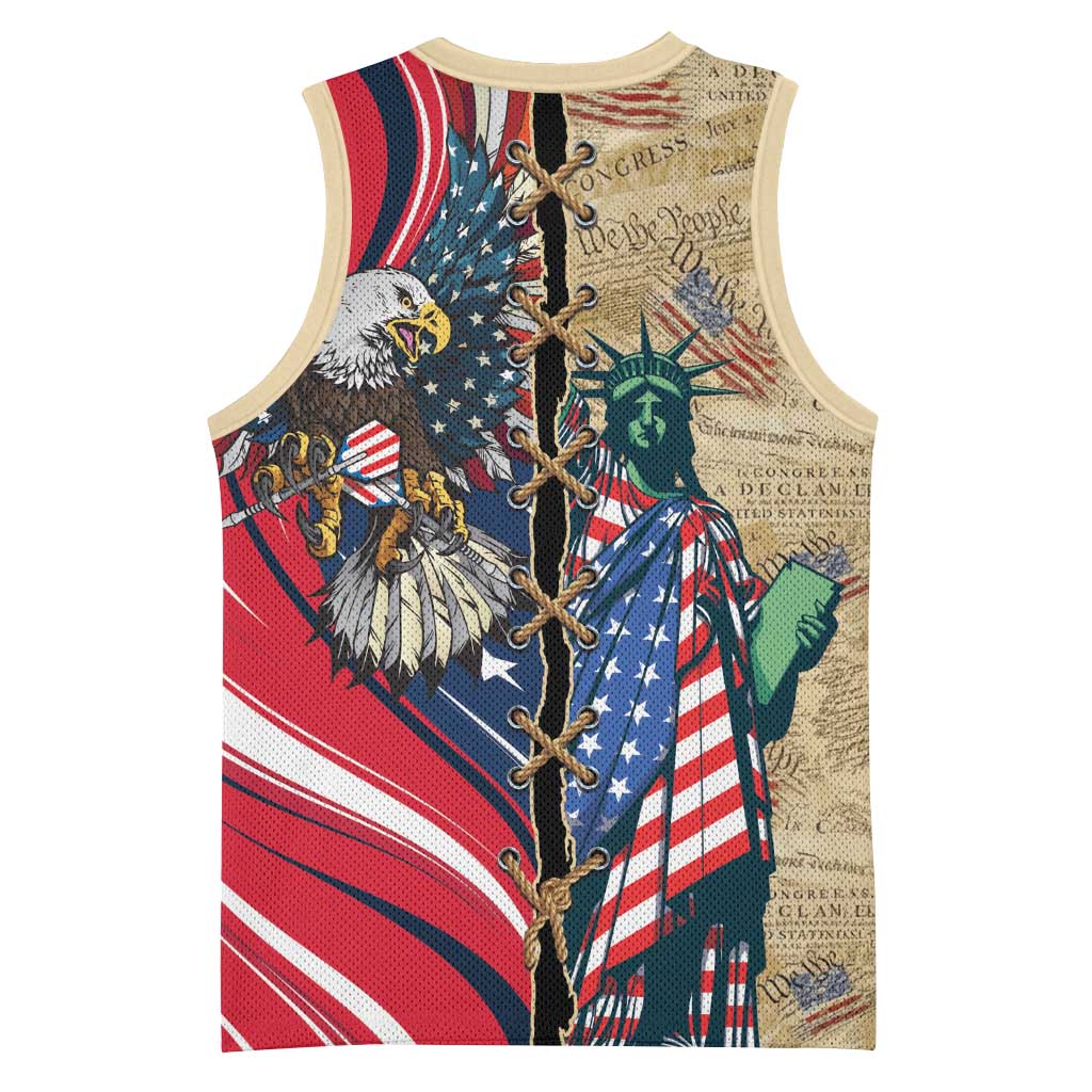 USA Eagle Statue of Liberty Basketball Jersey American Patriotic Spirit - Wonder Print Shop