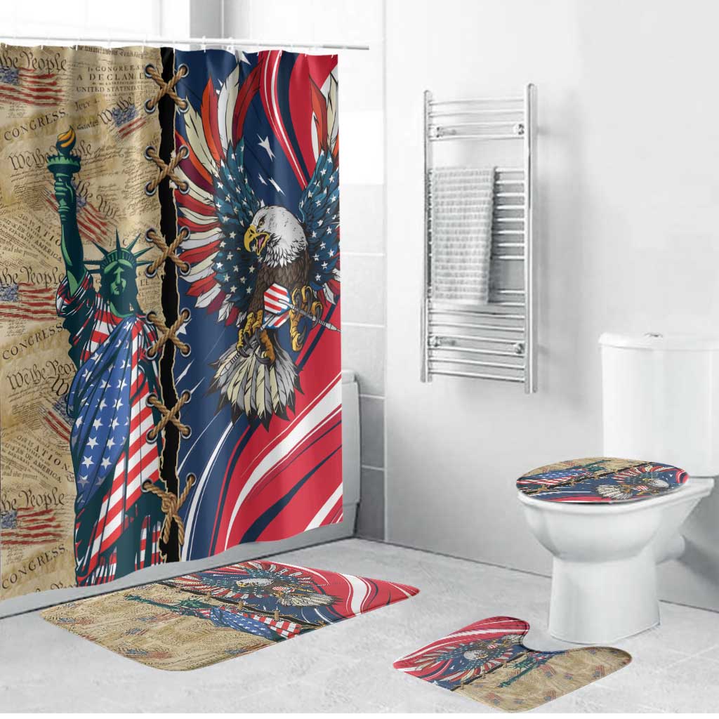 USA Eagle Statue of Liberty Bathroom Set American Patriotic Spirit - Wonder Print Shop