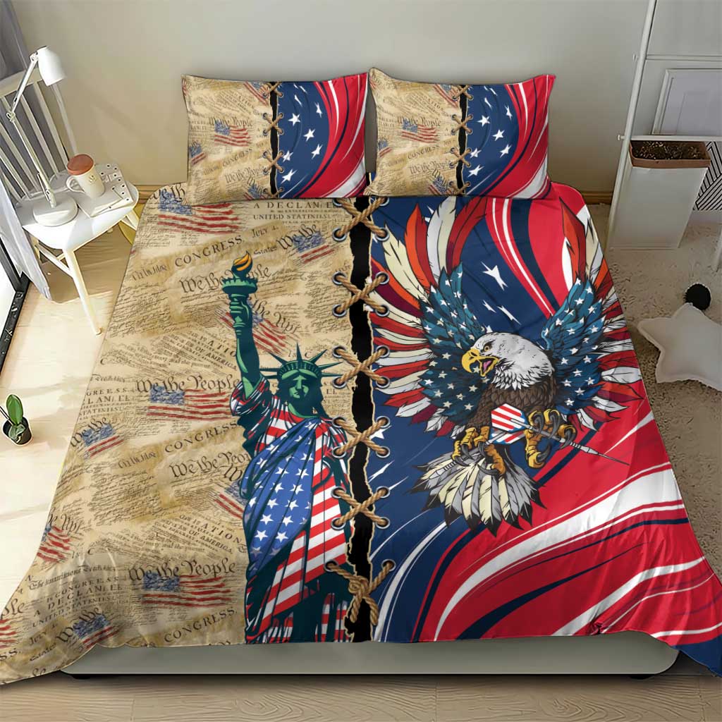 USA Eagle Statue of Liberty Bedding Set American Patriotic Spirit - Wonder Print Shop