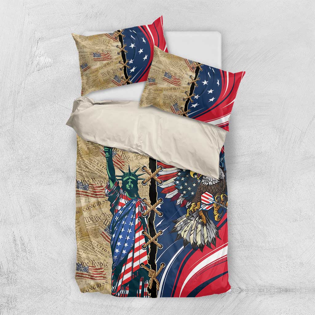 USA Eagle Statue of Liberty Bedding Set American Patriotic Spirit - Wonder Print Shop
