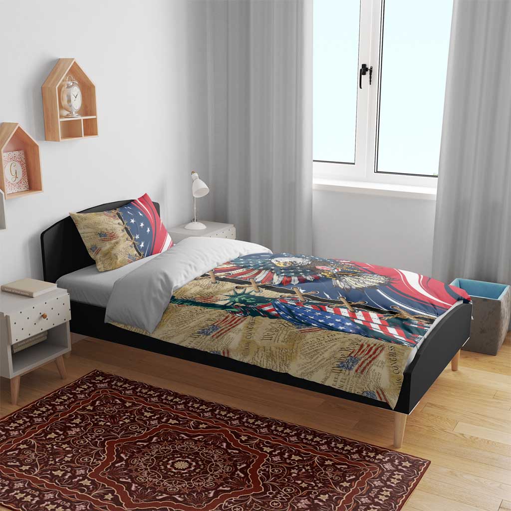 USA Eagle Statue of Liberty Bedding Set American Patriotic Spirit - Wonder Print Shop