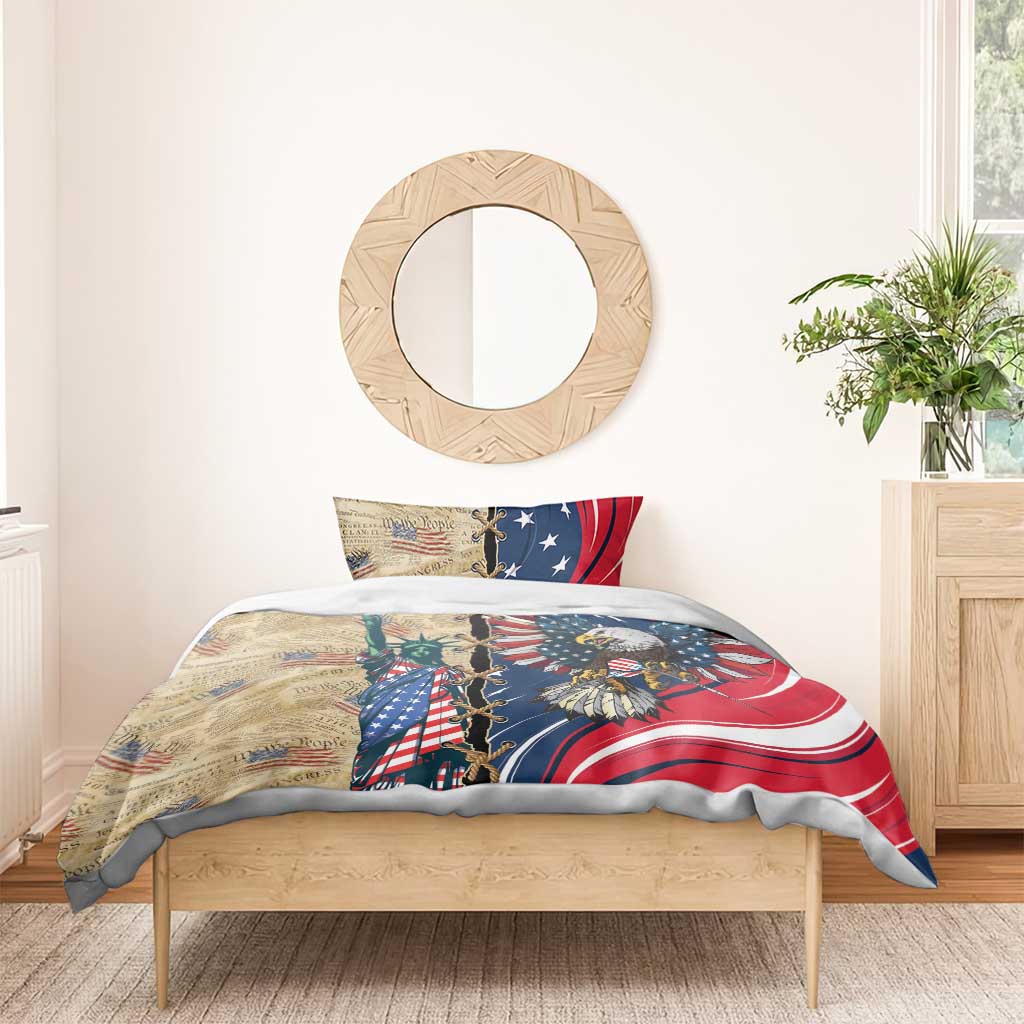USA Eagle Statue of Liberty Bedding Set American Patriotic Spirit - Wonder Print Shop