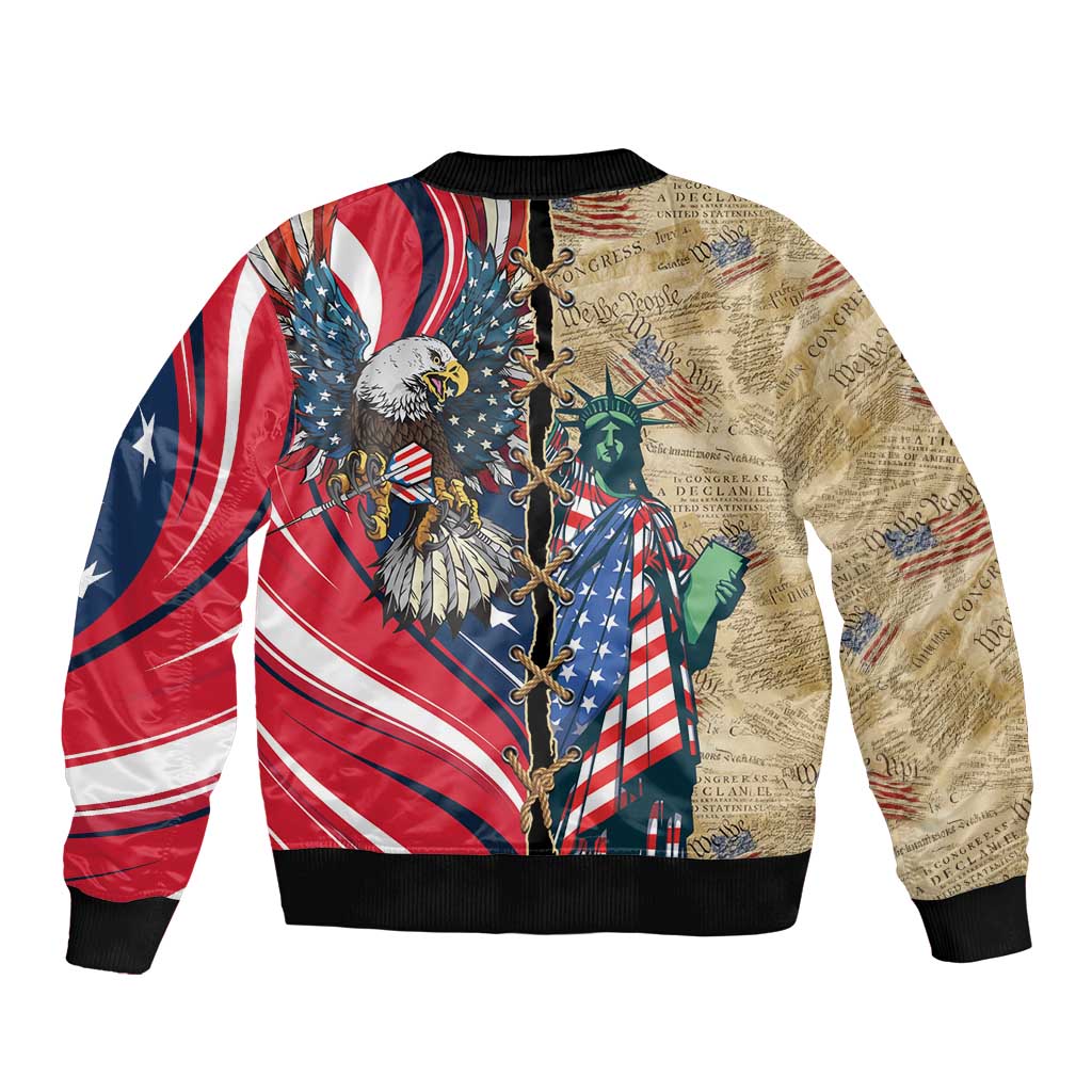 USA Eagle Statue of Liberty Bomber Jacket American Patriotic Spirit - Wonder Print Shop