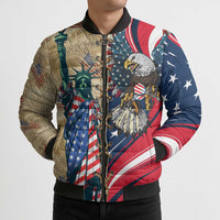 USA Eagle Statue of Liberty Bomber Puffer Jacket American Patriotic Spirit - Wonder Print Shop