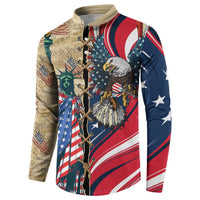 USA Eagle Statue of Liberty Button Sweatshirt American Patriotic Spirit - Wonder Print Shop