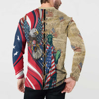 USA Eagle Statue of Liberty Button Sweatshirt American Patriotic Spirit - Wonder Print Shop
