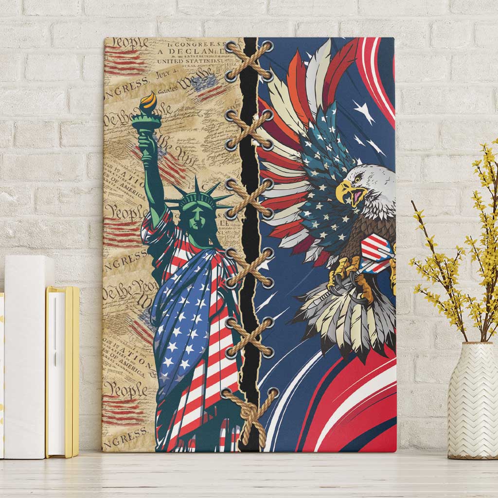 USA Eagle Statue of Liberty Canvas Wall Art American Patriotic Spirit - Wonder Print Shop