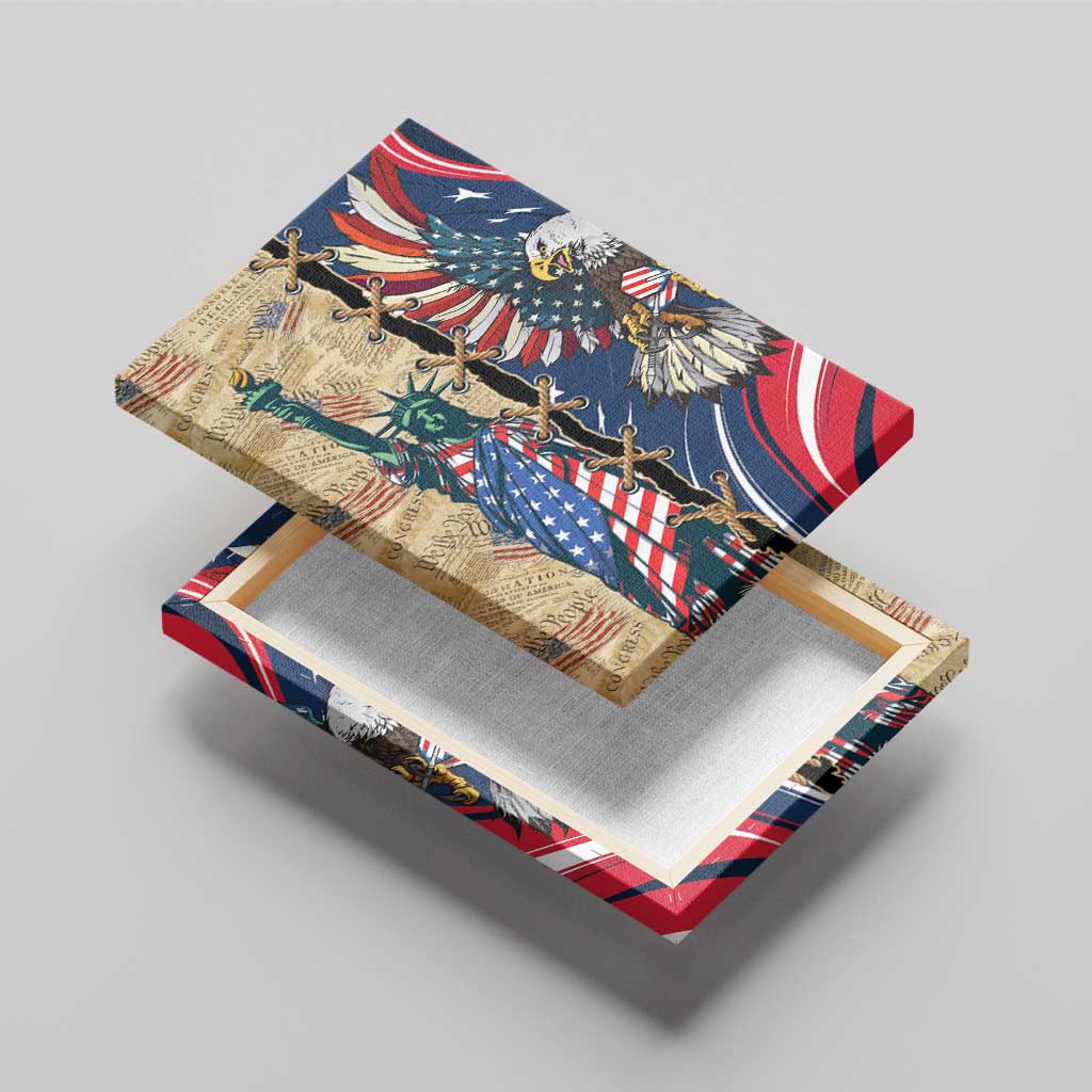 USA Eagle Statue of Liberty Canvas Wall Art American Patriotic Spirit - Wonder Print Shop