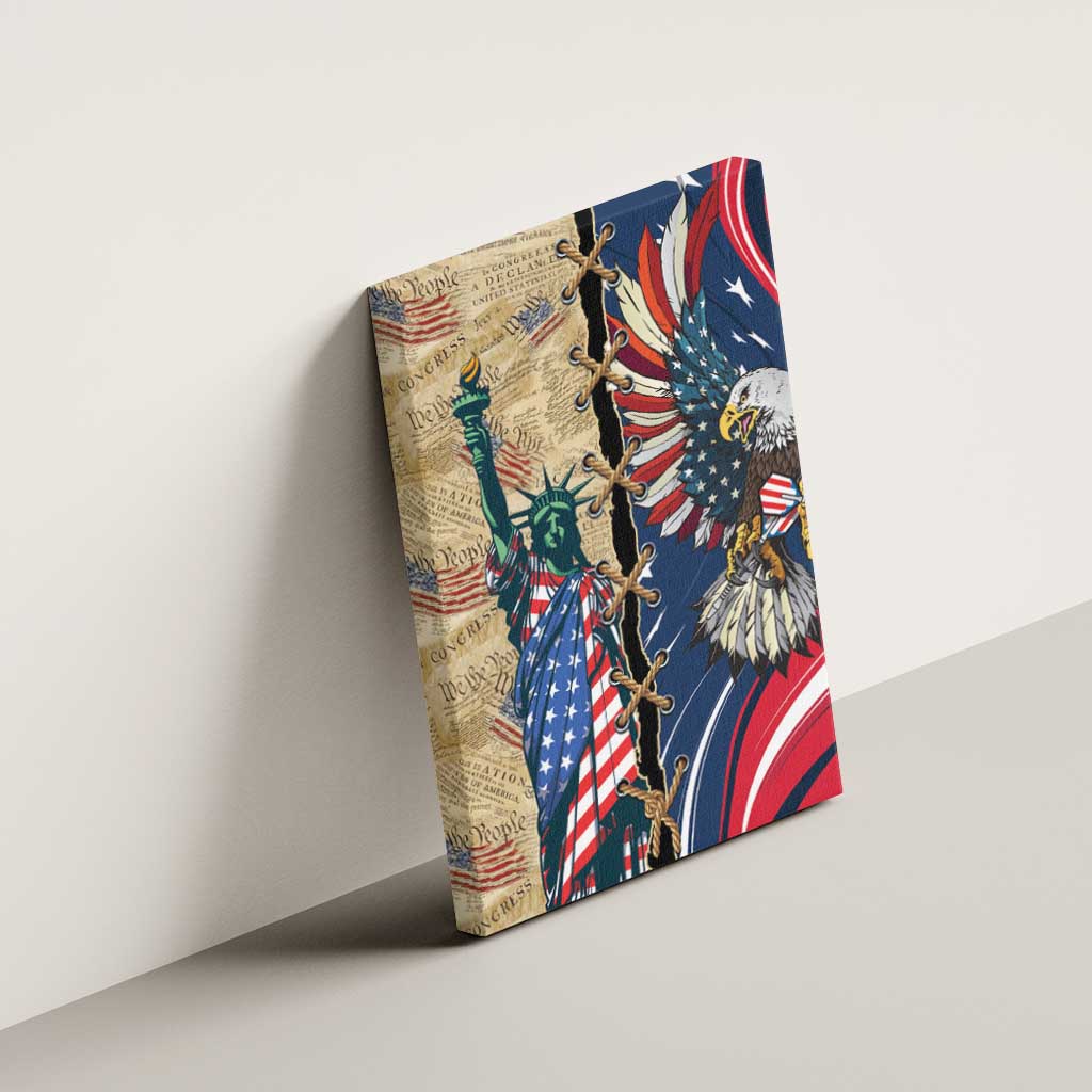 USA Eagle Statue of Liberty Canvas Wall Art American Patriotic Spirit - Wonder Print Shop