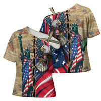 USA Eagle Statue of Liberty Cross Shoulder Shirt American Patriotic Spirit - Wonder Print Shop