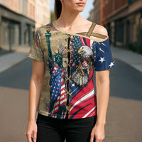 USA Eagle Statue of Liberty Cross Shoulder Shirt American Patriotic Spirit - Wonder Print Shop