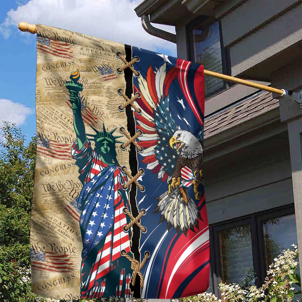 USA Eagle Statue of Liberty Garden Flag American Patriotic Spirit - Wonder Print Shop