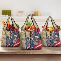 USA Eagle Statue of Liberty Grocery Bag American Patriotic Spirit - Wonder Print Shop