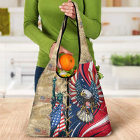 USA Eagle Statue of Liberty Grocery Bag American Patriotic Spirit - Wonder Print Shop